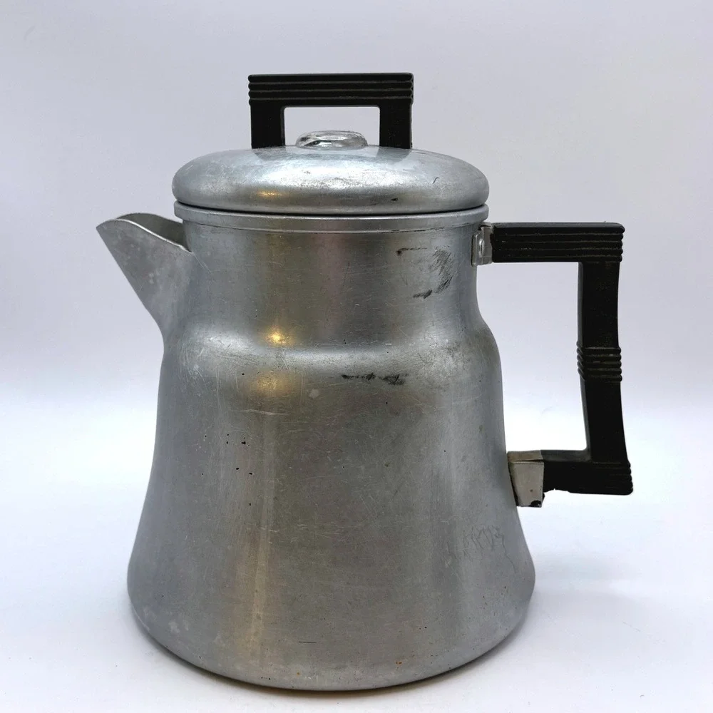 Vtg Wear-Ever No 3008 Aluminum Coffee Percolator 8 Cup MCM Retro Campfire USA